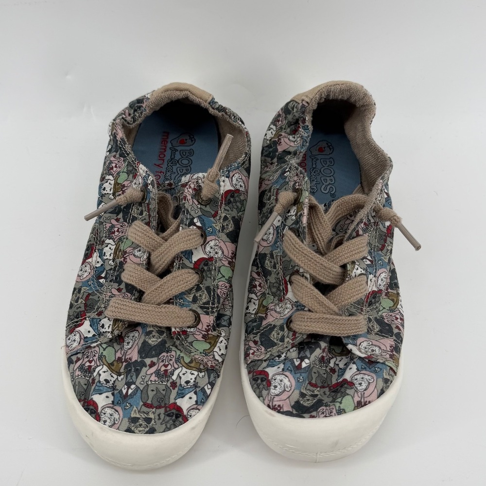 BOBS Skechers Dog Print Lace Up Sneakers Womens 7 Casual Comfort Shoes